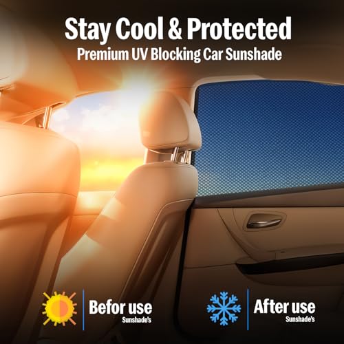 Image of Autofact Magnetic Car Sunshades Compatible with Maruti XL6 (2019 to 2024) (Set of 4) - Easy Installation, UV Protection, Keeps Car Cool (Front 2 with Zippers for Easy Access, Rear 2 Without Zippers)