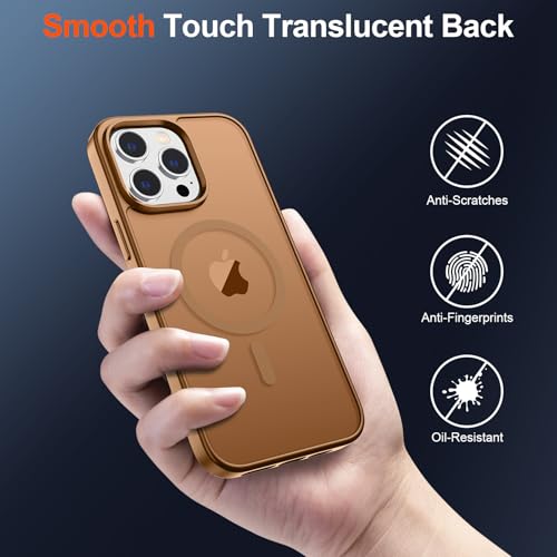 Image of SUPFINE Magnetic for iPhone 14 Pro Max Case (Compatible with MagSafe) (Military Grade Drop Protection) Slim Translucent Shockproof with Anti-Fingerprint Phone Case,Brown