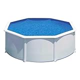 Gre KIT300ECO Fidji - Piscina Elevada Redonda, Aspecto Acero Blanco, 300 x 120 cm