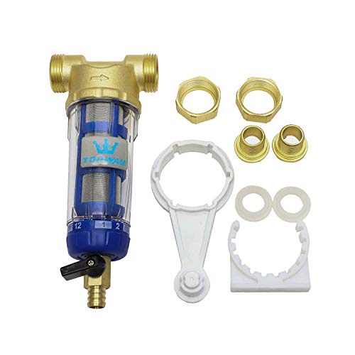 TOPWAY Préfiltre à eau Lavable et réutilisable Sédiment Filtre à eau Robinet Purificateur d'eau Osmose Préfiltre Acier inoxydable 60 microns 150202