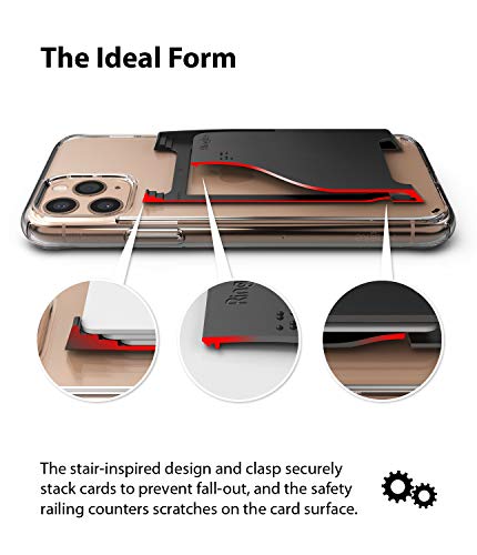 Ringke Slot Card Holder Designed For Smartphones, Adhesive Stick On Wallet Case Minimalist Slim Hard Premium Credit Card Cash Sleeve - Black #TOP3