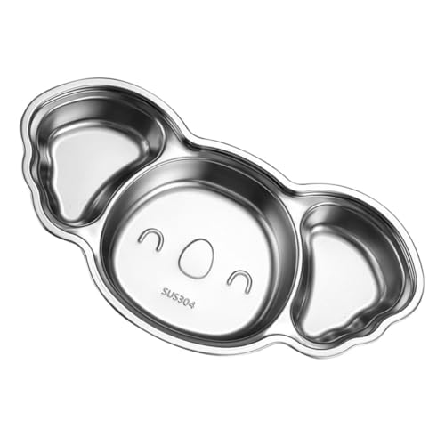 SUPVOX Stainless Steel Food Plate Toddler Plates Suction Lunch Tray for Boys and Girls