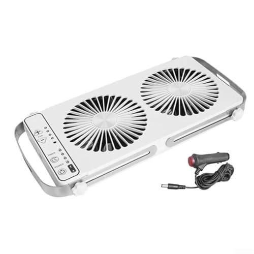 Yuanpgky Ventilateur de toit portable pour camping-car avec longueur réglable de 37,5 à 58,9 cm, design à double rangée pour fenêtre de caravane avec protection contre les surintensités (blanc)