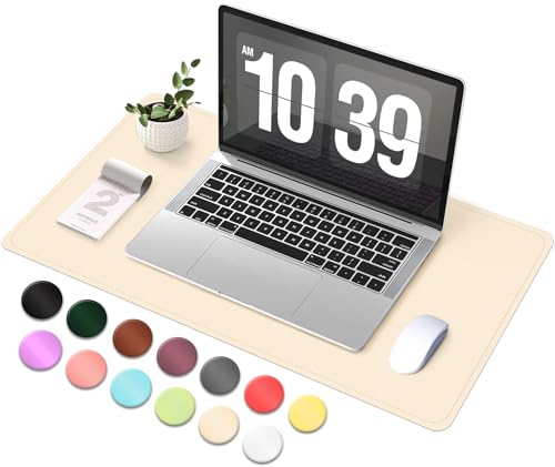 Tapis de Bureau en Suède et Cuir, Tapis D'ordinateur Antidérapant pour le Bureau, Tapis de Souris et de Clavier Etanche, Sous Main Bureau pour le Bureau et la Décoration Intérieure (Beige, 60x34cm)