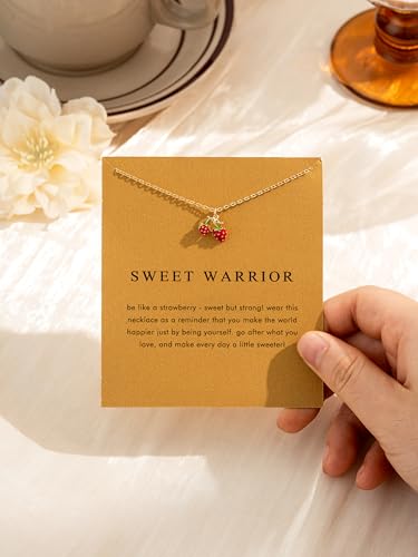 14K Gold Plated Pendant Necklace for Women, Dainty Charm Good Luck Inspirational Gifts for Her Friendship Necklace Cherry, Positive Duck, Shell Pearl Fish Beach Jewelry4