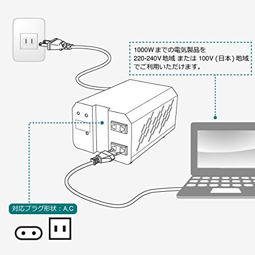 Amazon.co.jp: RW113 海外国内兼用 大容量 1000W Max 変圧器 AC100V