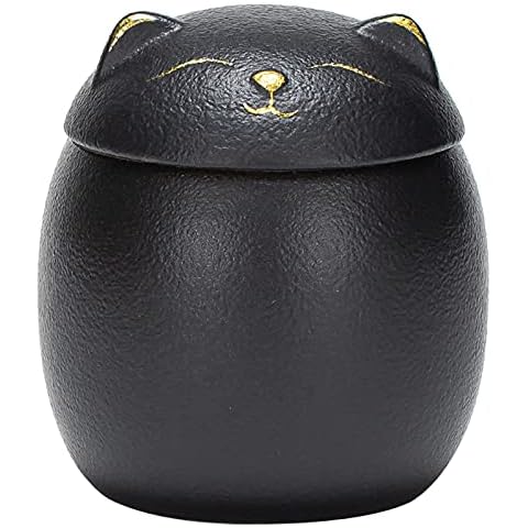 Uziqueif Pet Cremation Memorial Urn - Mini Ceramic Memorial Urn for Cat Dogs Cremation Ashes Mini Funeral Urn Keepsake for Safe Storage of Ashes,Black Cover