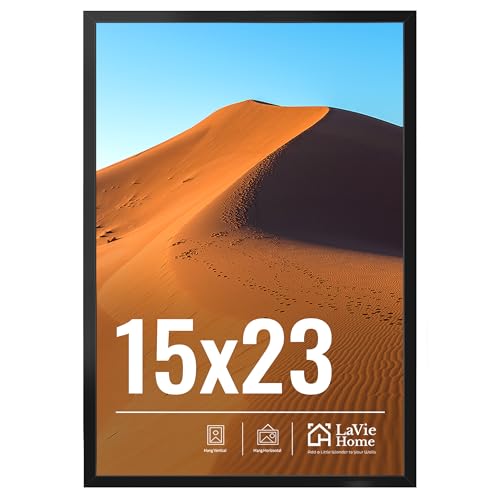 LaVie Home 15x23 Picture Frame for Wall Display, 15x23 Black Picture Frame with HD Plexiglas, 15 x 23 Photo Frame 1 Pack, Display Frame for Vertical or Horizontal, Classic Collection