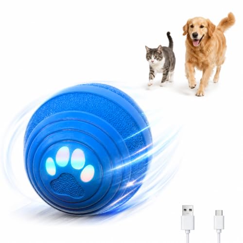 Suevut Palla per Cani Interattiva, Pallina per Cani che si Muove da Sola, 3 Modalità di Gioco con Luci LED, Giocattoli per Cani di Taglia Grande e Media