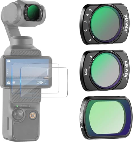NEEWER Set Filtri Magnetici Compatibile con DJI Osmo Pocket 3 / Pocket 4 / Xtra Muse, Filtro a Densità Variabile ND 2-32 con Polarizzatore CPL Black Diffusion 1/4 Filtro Per Effetto Mist Cinematic
