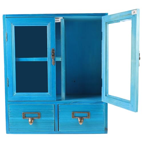 POPETPOP Gabinete de Madera para Pared Estilo Retro Puertas Dobles, Armario de Almacenamiento para Cocina y Baño, Mueble Pequeño para Habitación