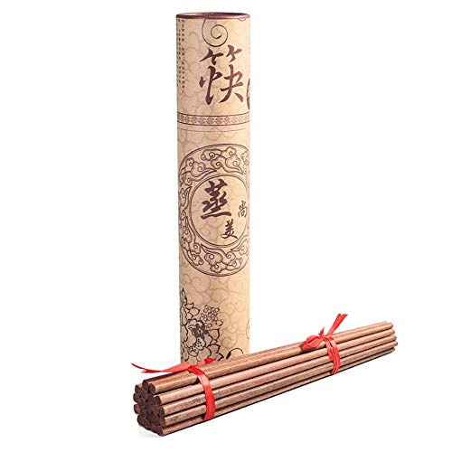 Hcooker 10-Pairs Wooden Chopsticks Set, Dishwasher Safe Chopstick, Paint-Free Wax-Free Natural Healthy, Chinese Classic Style for Kitchen, Dining Room, Gourmet, Noodles (9.8 Inch)