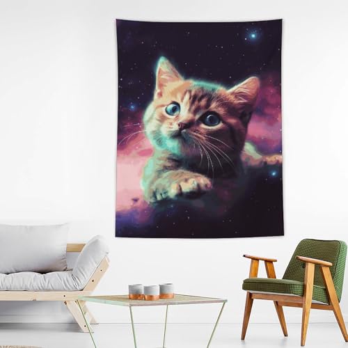 Tapisserie chat galaxie anti-ennui pour decoration murale personnalisee