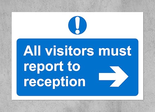 Image of All visitors must report to reception safety sign - 1.2mm rigid plastic 300mm x 200mm