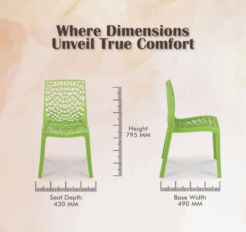 Image of ANMOL Web Dream P.Green Luxury Plastic Arm Chair for Home, Office, Living Room /Matte Finish Plastic Outdoor Chair /Patio Chairs for Balcony | Suitable for Indoor & Outdoor (P.Green, Set of 2 Chair)