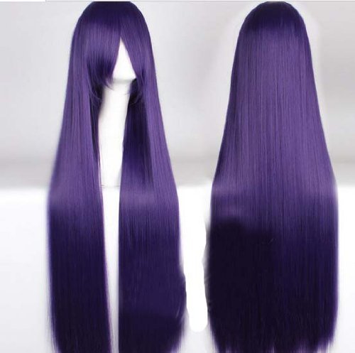 Topbill Anime Long Straight Colorful Cosplay Wigs (dark purple)