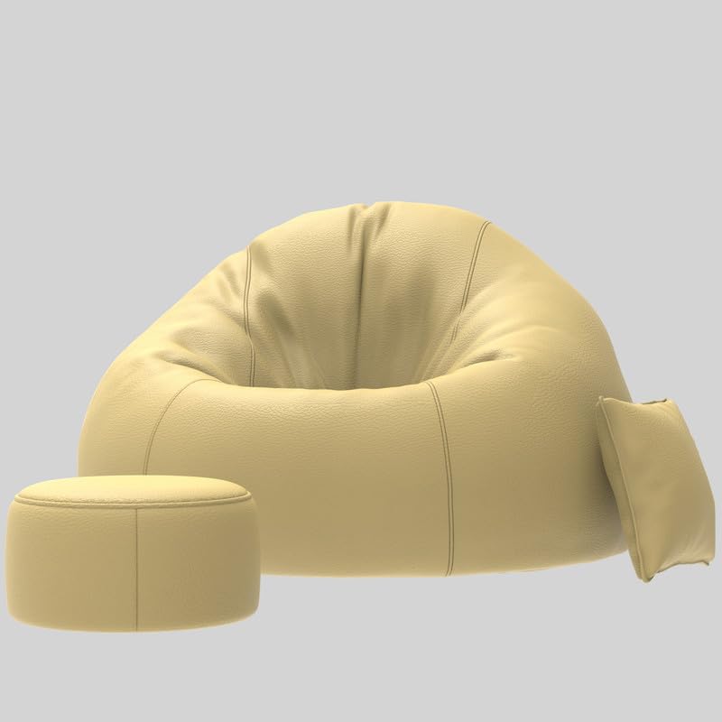 Image of Biggie Bean Bag with Beans Filled 4XL Bean Bag Sofa with Free Cushion and Footrest - Official : DreamSofa Combo (Matching Color : Regular, Cream)