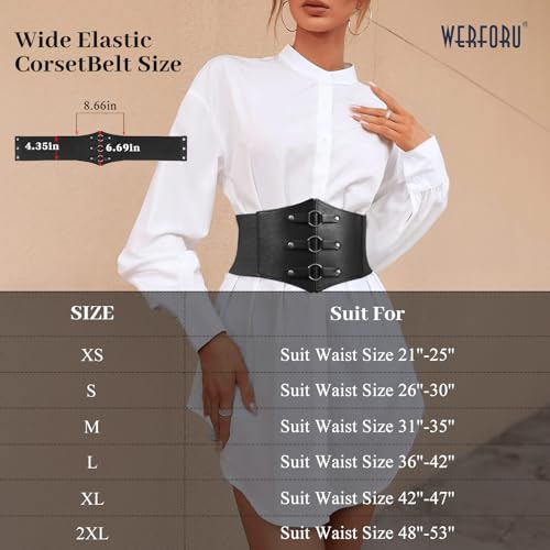 WERFORU Women Wide Corset Elastic Belt Thick Vintage Ladies Costume Waspie Waist Belt3