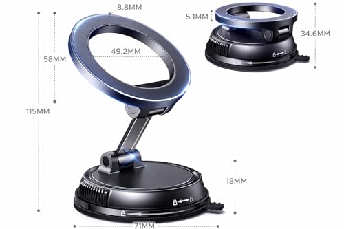Image of 2026 Upgraded Magnetic Vacuum Car Phone Holder - Strong Suction MagSafe Mount, 360 Rotatable Dashboard & Windshield Mobile Holder, Hands-Free Universal for iPhone & Android