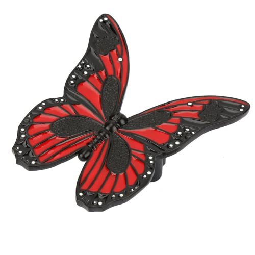 Con tornillos de montaje Pomos de gabinete de aleación de zinc Diseño de forma de mariposa Tiradores de cajón estilo artístico para interior (3777-32 rojo sobre negro) Cover