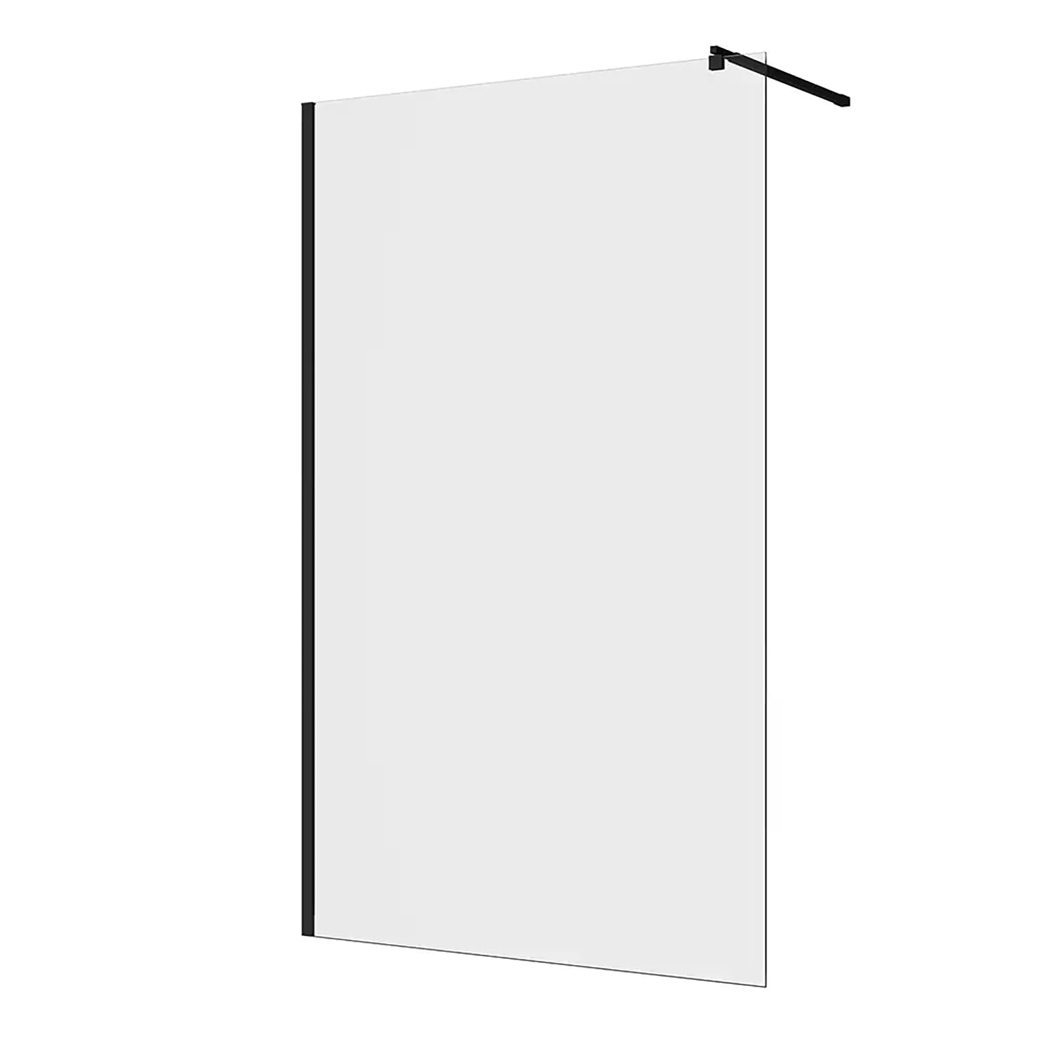 Parete doccia Walk In 70 cm Vetro Temperato 8mm Anticalcare Alluminio Nero Opaco Braccio Telescopico