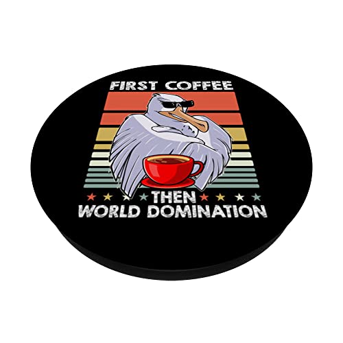 Retro Sea Gull Sunglasses Coffee - Seabird Vintage Seagull PopSockets Swappable PopGrip, Black - Image 2