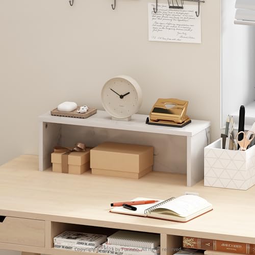 Image of Furinno Classic Desk Organizers and Accessories, 18-Inch Desk Organizer, Desktop Organizer, for Office Supplier, Office Desk Accessories, Marble White