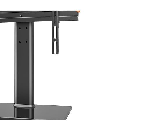 Universal TV Stand - Table Top TV Stand for 27-60 inch LCD LED TVs - 9 Level Height Adjustable TV Base Stand with Tempered Glass Base & Wire on