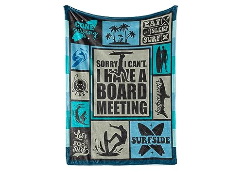Huglanket Surfing Gifts Blanket, Beach Flannel Throw Blanket for Men/Women, Funny Unique Birthday for Him/Her 50"*65"