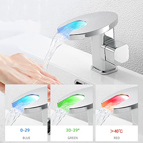 LED du robinet de vanité au design chromé et éclairage hydro-propulsé - 7