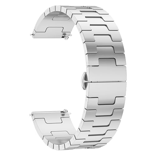 ONE ECHELON Quick Release Watch Band Compatible With Fossil Gen 3 Q Explorist Stainless Steel Flat Link Metal Replacement Strap (Silver)