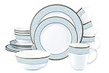 Fine Bone China Dinnerware Set,WPSLNWO 16 Pcs Classic Relief Pattern Gilt Edged High Grade Porcelain