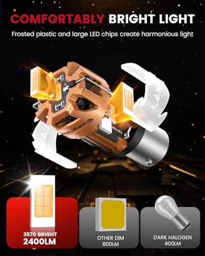 Image of LASFIT D2 1156 LED Bulb Amber Built in Resistor Turn Signal Lights Automotive Front Rear Turn Signal Parking Light Upgrade Bright Canbus Ready Anti Hyper Flash Error Free, 2pcs
