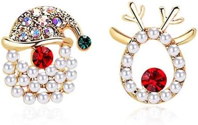 Christmas Earrings for Women,Sparkling Rhinestone Xmas Earrings Santa Hat Elk Stud Earrings Xmas Holiday Earring Christmas Jewelry Stocking Stuffers for Women