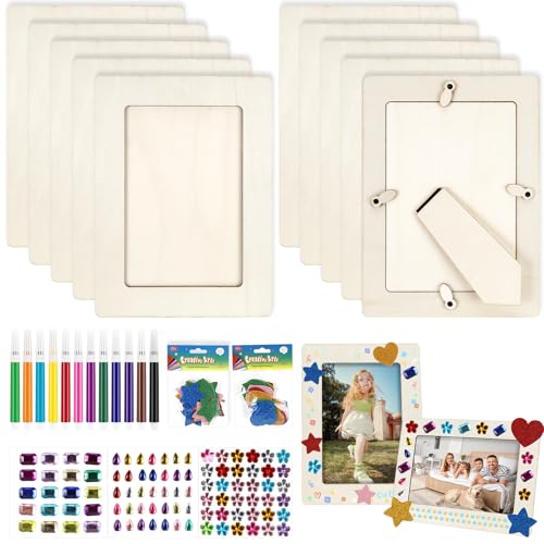 Luziyun Bilderrahmen Holz Set 20x15cm DIY Bastelset mit 3 Sorten...