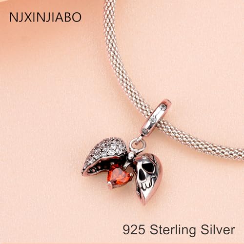 Image of Skull Love Charms for Women Charm Bracelets, 925 Sterling Silver Mother's Day Halloween Birthday Christmas Jewelry Gift for Women