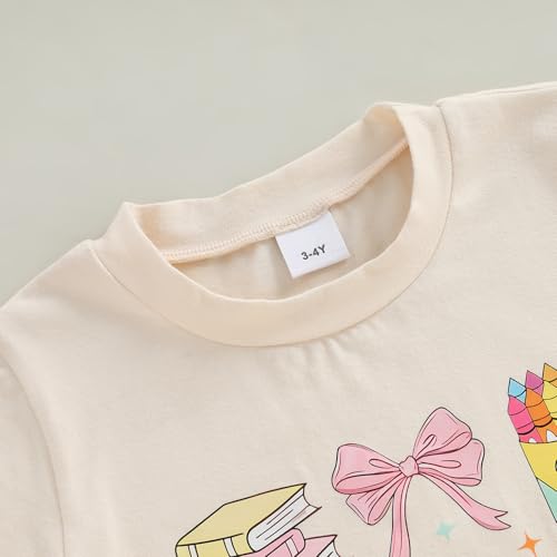 Image of Kids Toddler Girl Back to School Shirt Cute Print First Day of School Tee Shirt Kindergarten Preschool Tops