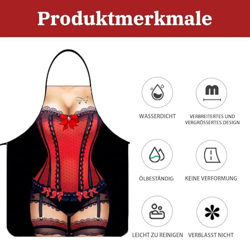 CVNRCLP Lustige Küchenschürze Sexy Schürze 3D-lustige Kochschürze Sexy Mann-Frau-Schürze Neuheit Erwachsene für Geburtstagsfeier urkomisches Streiche Geschenk Witz Frauen Küche BBQ Party
