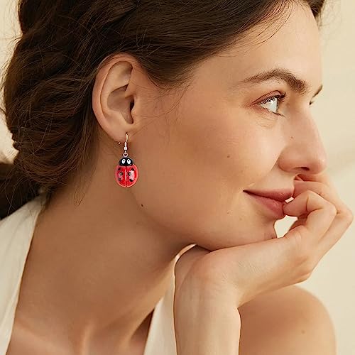 2 Pairs Honeycomb With Bee Stud Earrings Cute Insects And Panda Dangle Earrings Resin Ladybug And Panda Drop Statement Earrings for Women (insect)3