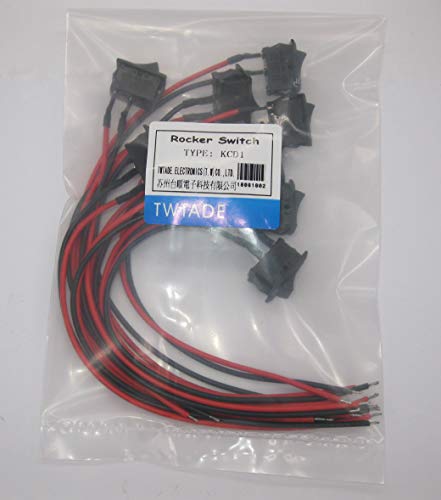 Twtade 10Pcs Rocker Switch On/Off 2Pin Latching Square Toggle Spst Switch Snap With Wires Kcd1-X-F #TOP4