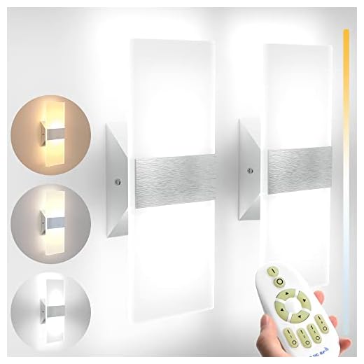 JACKYLED Modern Wall Sconces Set of Two, Stepless Dimming LED Modern Wall Sconces, 3000K-6500K Color Adjustable, 10%-100% Dimmable, Minimalistic 12W Acrylic Wall Lamp(Hardwired Required), 2 Pack
