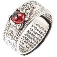 DIKACA Anillo Amuleto Retro Ajustable de Plata para Hombres y