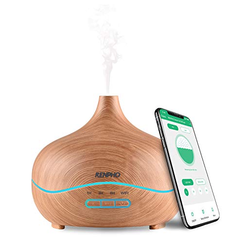 Essential Oil Diffuser, WiFi Smart Humidifier Compatible with Alexa APP, RENPHO 300ml Wood Grain Ultrasonic Aromatherapy Diffuser for Home Office...