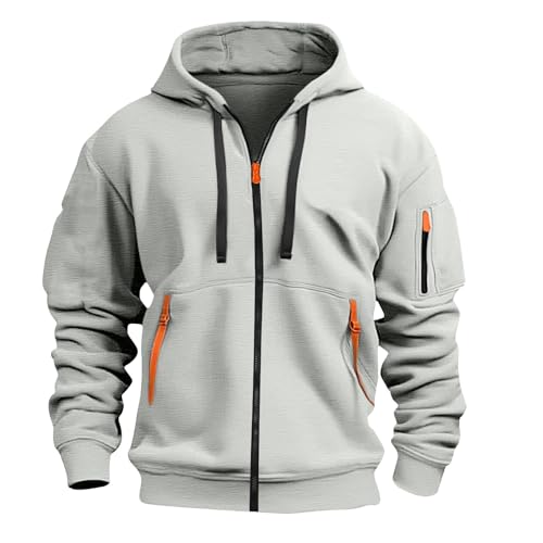 WDCHAOYUE Hoodie Herren Oversize,Hoodie Herren Reißverschluss Kapuzenjacke Sweatjacke Zip Sweater Casual Arbeitspullover Mit Taschen Und Reißverschluss-Armablage