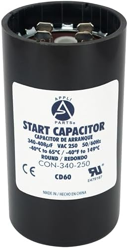 Appli Parts CON-400-250 Motor Start Capacitor 400-480 MFD uF, 250 VAC. Universal for Electric Motor Applications, 1.75 in Wide, 3.38 in Height