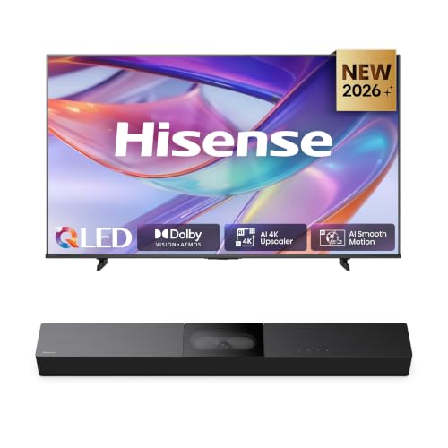 Hisense Bundle 43E7DS Fernseher 43 Zoll, 4K UHD QLED, Smart TV, 2026 + HS2000, 2.1 Kanal Soundbar, Visual Built-in subwoofer, 240W max Audio Power,Dolby Audio, DTS Virtual:X, TV Mode, EzPlay