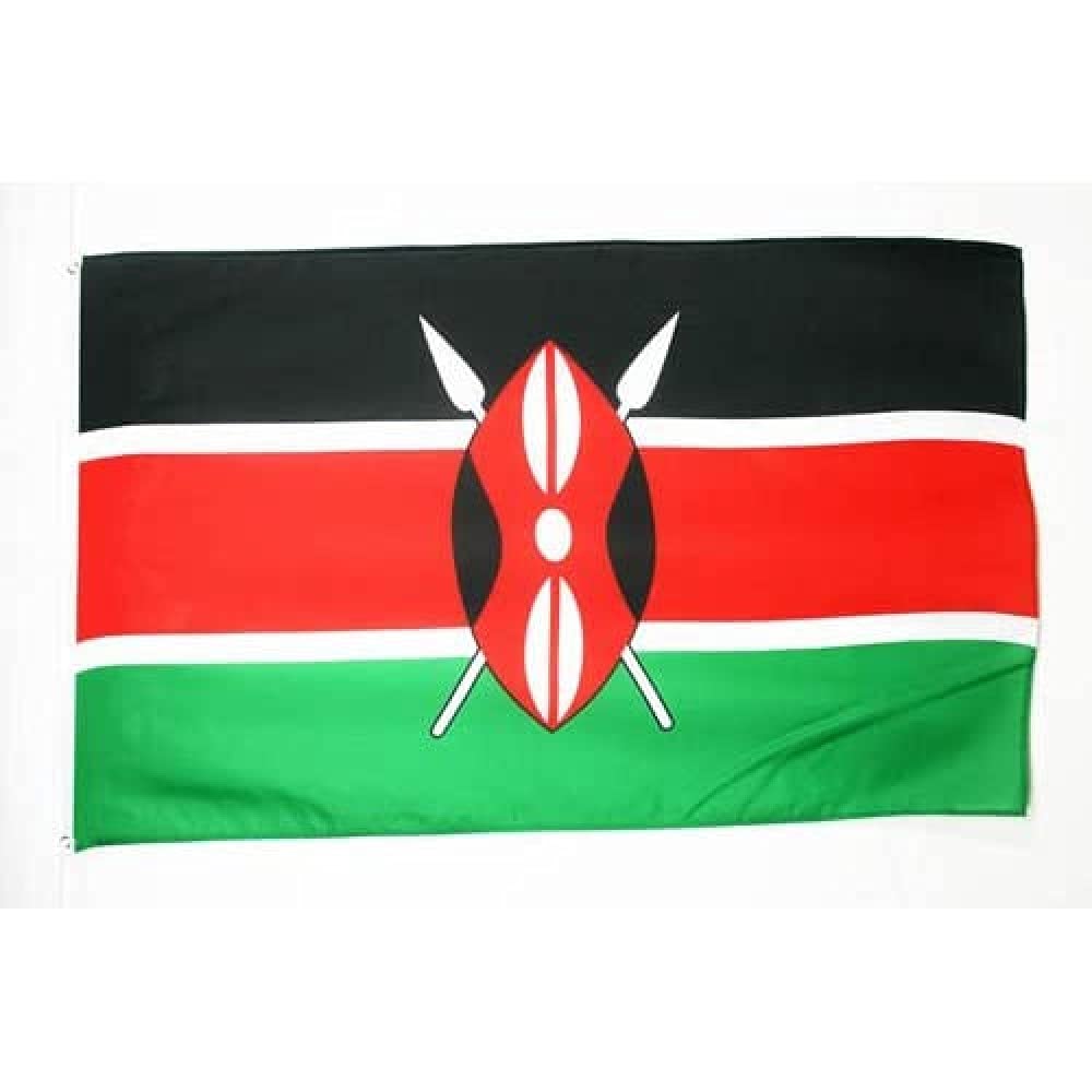 AZ FLAG - Kenya Flag - 2x3 Ft - 100D Polyester Kenyan Banner With Two Metal Grommets - Fade Resistant - Vivid Colors - 2' x 3' Feet - 90x60 Cm