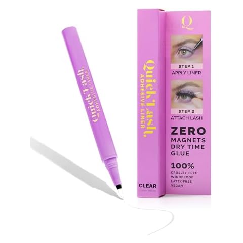 The Quick Flick - Quick Lash Adhesive Liner, 2-in-1 Felt-Tip Eyeliner Pen and Reusable Lash Adhesive, Alternative to Eyelash Glue Pen and Magnetic Eyeliner Pen for False Lashes, Clear, 0.9 ml Cover