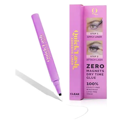 The Quick Flick - Quick Lash Adhesive Liner, 2-in-1 Felt-Tip Eyeliner Pen and Reusable Lash Adhesive, Alternative to Eyelash Glue Pen and Magnetic Eyeliner Pen for False Lashes, Clear, 0.9 ml Cover