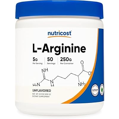 Nutricost L-Arginine 250 Grams - Pure L-Arginine Powder - 5000mg Per Serving; 50 Servings